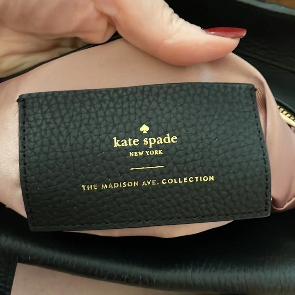 Kate Spade Madison Avenue Abigail black purse with leather flowers embellished_4